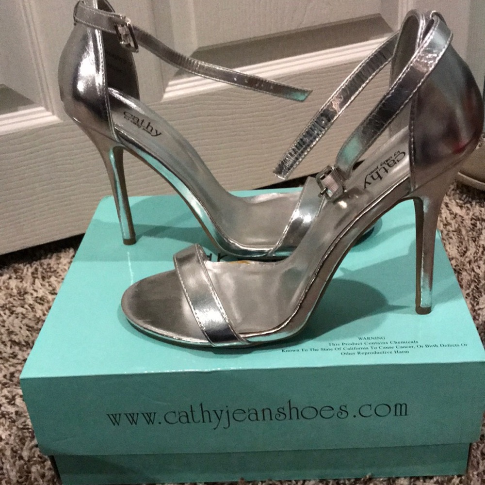 Silver strappy heels